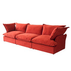 3-Sitzer Samtsofa Cloud Sectional, Daunenfeder breite tiefe Sitzfläche modulares Sofa