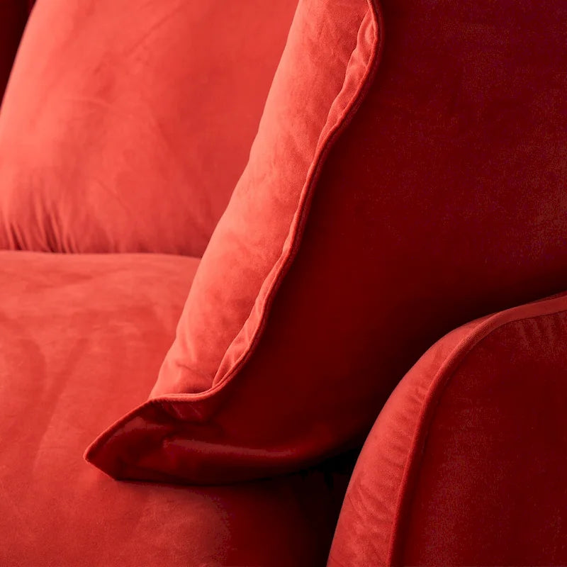 3-Sitzer Samtsofa Cloud Sectional, Daunenfeder breite tiefe Sitzfläche modulares Sofa