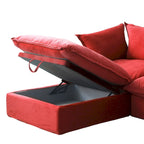 3-Sitzer Samtsofa Cloud Sectional, Daunenfeder breite tiefe Sitzfläche modulares Sofa