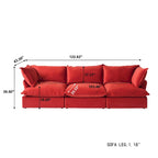 3-Sitzer Samtsofa Cloud Sectional, Daunenfeder breite tiefe Sitzfläche modulares Sofa