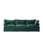 3-Sitzer Samtsofa Cloud Sectional, Daunenfeder breite tiefe Sitzfläche modulares Sofa