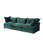 3-Sitzer Samtsofa Cloud Sectional, Daunenfeder breite tiefe Sitzfläche modulares Sofa