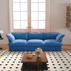 3-Sitzer Samtsofa Cloud Sectional, Daunenfeder breite tiefe Sitzfläche modulares Sofa