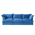 3-Sitzer Samtsofa Cloud Sectional, Daunenfeder breite tiefe Sitzfläche modulares Sofa
