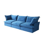 3-Sitzer Samtsofa Cloud Sectional, Daunenfeder breite tiefe Sitzfläche modulares Sofa