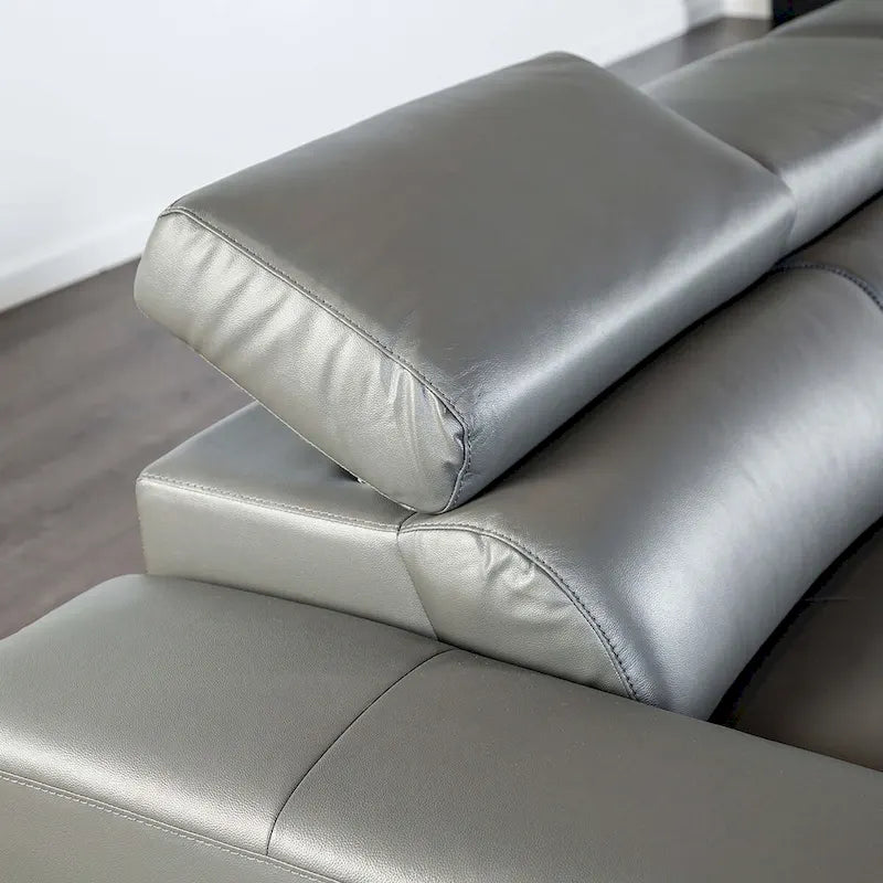 Furniture of America Jacques Modernes, niedriges L-förmiges Ledersofa mit Chaise Longue
