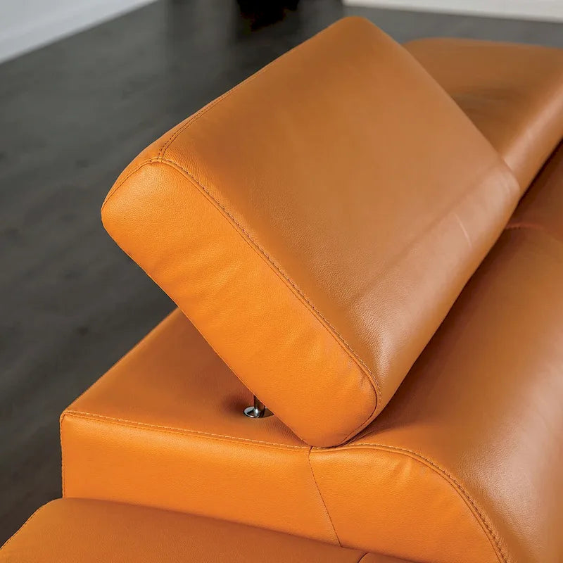 Furniture of America Jacques Modernes, niedriges L-förmiges Ledersofa mit Chaise Longue
