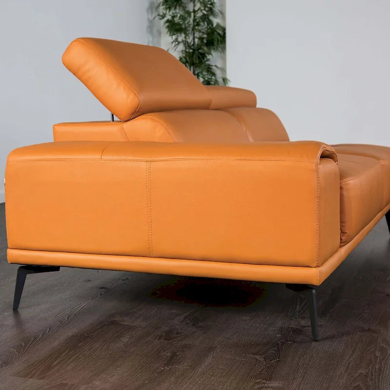 Furniture of America Jacques Modernes, niedriges L-förmiges Ledersofa mit Chaise Longue