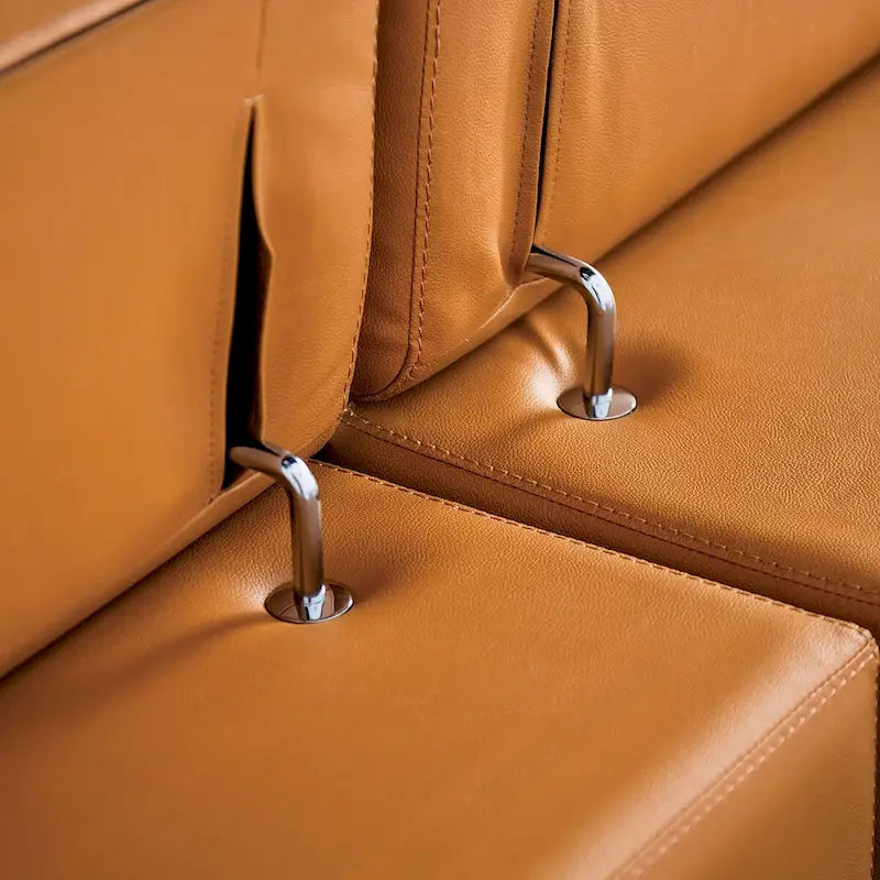 Furniture of America Jacques Modernes, niedriges L-förmiges Ledersofa mit Chaise Longue
