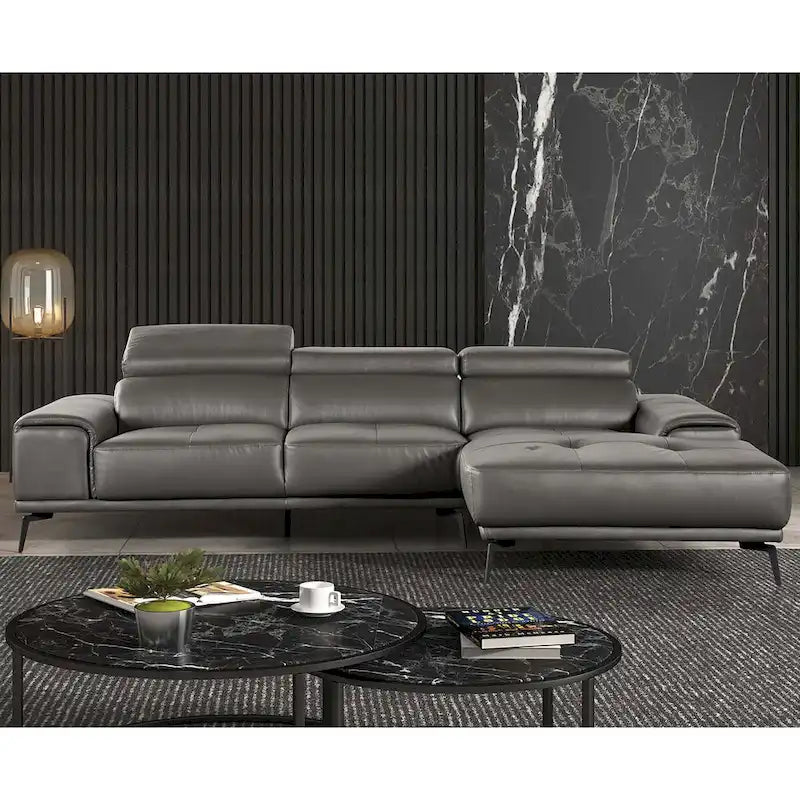 Furniture of America Jacques Modernes, niedriges L-förmiges Ledersofa mit Chaise Longue
