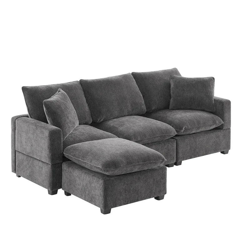 Nestfair Modernes modulares Sofa, 4-Sitzer Chenille-Sofa-Set mit 2 Kissen inklusive
