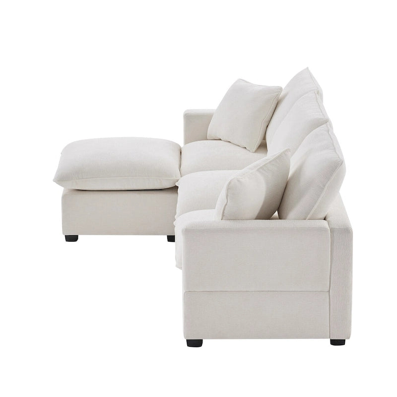 Nestfair Modernes modulares Sofa, 4-Sitzer Chenille-Sofa-Set mit 2 Kissen inklusive