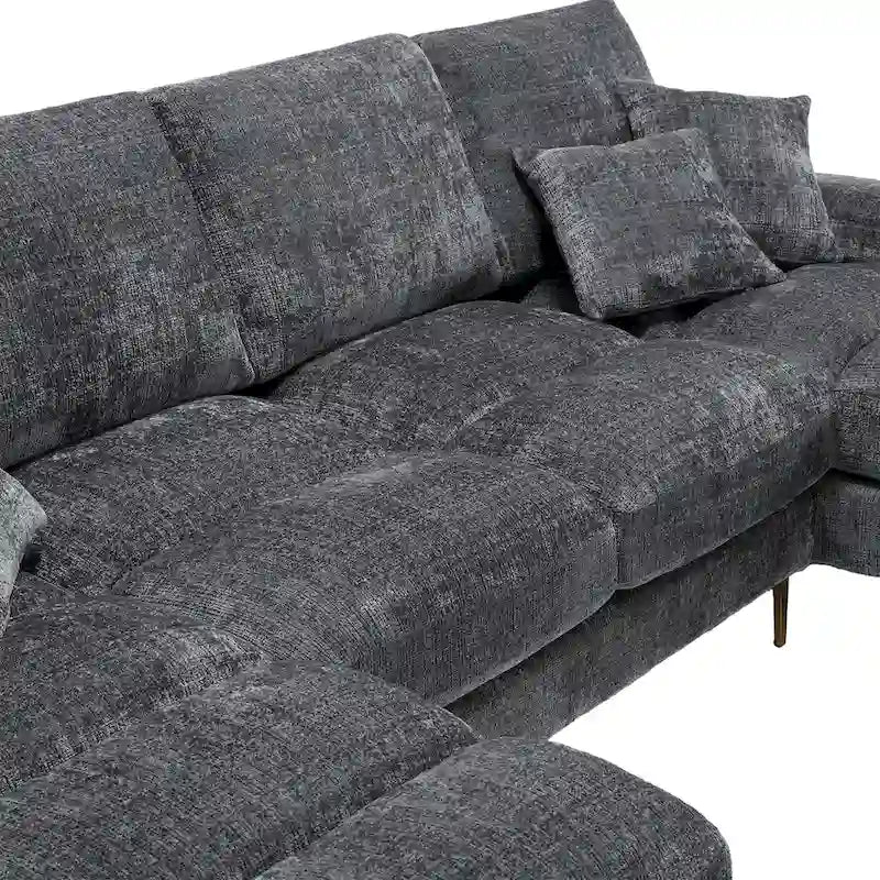 UNITED Modernes großes U-förmiges Schnittsofa aus Chenille-Stoff