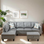 3-teiliges Polster-Ecksofa-Set mit Stauraum-Ottomane