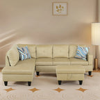 3-teiliges Polster-Ecksofa-Set mit Stauraum-Ottomane