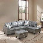 3-teiliges Polster-Ecksofa-Set mit Stauraum-Ottomane