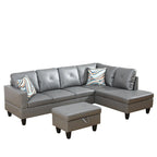 3-teiliges Polster-Ecksofa-Set mit Stauraum-Ottomane
