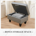 3-teiliges Polster-Ecksofa-Set mit Stauraum-Ottomane