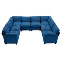 Corduroy Ecksofas mit Chaiselongue, U-förmige symmetrische modulare Couch für 8 Personen