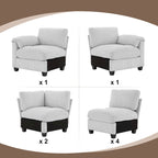 Corduroy Ecksofas mit Chaiselongue, U-förmige symmetrische modulare Couch für 8 Personen