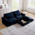 Sofa mit Ottomane, bequeme Cord-Couch mit Kissen und runden Armlehnen, Cord-Schlafsofa mit tiefer Sitzfläche und Stauraum-Ottomane