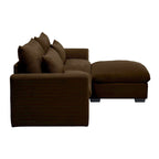 Sofa mit Ottomane, bequeme Cord-Couch mit Kissen und runden Armlehnen, Cord-Schlafsofa mit tiefer Sitzfläche und Stauraum-Ottomane
