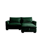 Sofa mit Ottomane, bequeme Cord-Couch mit Kissen und runden Armlehnen, Cord-Schlafsofa mit tiefer Sitzfläche und Stauraum-Ottomane