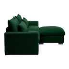 Sofa mit Ottomane, bequeme Cord-Couch mit Kissen und runden Armlehnen, Cord-Schlafsofa mit tiefer Sitzfläche und Stauraum-Ottomane