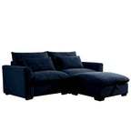 Sofa mit Ottomane, bequeme Cord-Couch mit Kissen und runden Armlehnen, Cord-Schlafsofa mit tiefer Sitzfläche und Stauraum-Ottomane