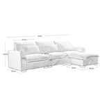 Sofa mit Ottomane, bequeme Cord-Couch mit Kissen und runden Armlehnen, Cord-Schlafsofa mit tiefer Sitzfläche und Stauraum-Ottomane