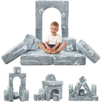 Mieres Modulares Kindersofa, Modulares Kleinkindersofa mit Leuchtfunktion, Ausklappbares Spielsofa für Kinder mit 2 Sitzen