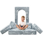Mieres Modulares Kindersofa, Modulares Kleinkindersofa mit Leuchtfunktion, Ausklappbares Spielsofa für Kinder mit 2 Sitzen