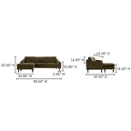 NADAAL STUDIOS Drew, Sektionalsofa mit umkehrbarer Recamiere, Dunkelbraun - 98 X 59,2 X 33,5