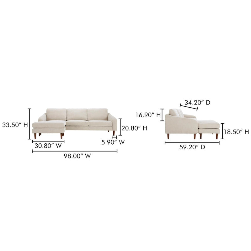 NADAAL STUDIOS Drew, Sektionalsofa mit umkehrbarer Recamiere, Dunkelbraun - 98 X 59,2 X 33,5