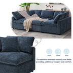 U-förmiges modulares Chenille-Schlafsofa mit Ottomane