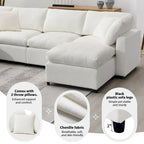U-förmiges modulares Chenille-Schlafsofa mit Ottomane
