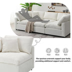 U-förmiges modulares Chenille-Schlafsofa mit Ottomane