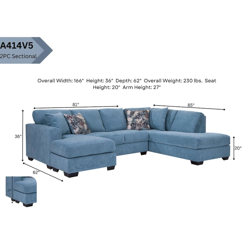 American Furniture Classics Bluebell Ecksofa Modell A414V5-K2 in U-Form mit 4 Zierkissen
