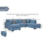 American Furniture Classics Bluebell Ecksofa Modell A414V5-K2 in U-Form mit 4 Zierkissen
