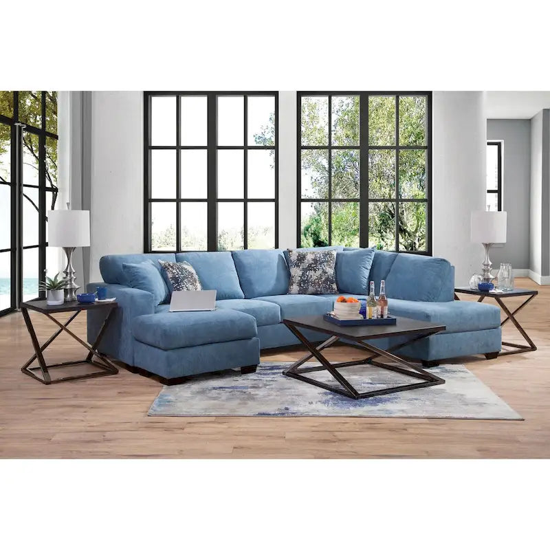 American Furniture Classics Bluebell Ecksofa Modell A414V5-K2 in U-Form mit 4 Zierkissen