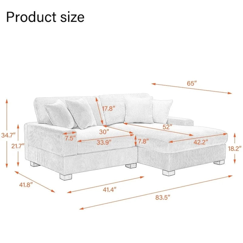 Übergroßes L-förmiges modulares Ecksofa-Set Polstersofa Couch