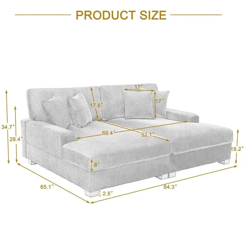 Übergroßes L-förmiges modulares Ecksofa-Set Polstersofa Couch