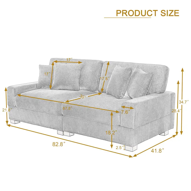 Übergroßes L-förmiges modulares Ecksofa-Set Polstersofa Couch