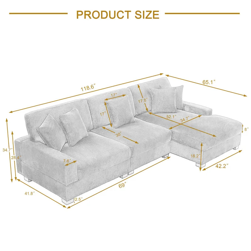 Übergroßes L-förmiges modulares Ecksofa-Set Polstersofa Couch