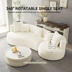 Modernes 2-in-1 Ecksofa mit Rundung und drehbarer Funktion, 360° drehbares gemütliches 4-Sitzer Polstersofa