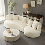 Modernes 2-in-1 Ecksofa mit Rundung und drehbarer Funktion, 360° drehbares gemütliches 4-Sitzer Polstersofa