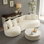 Modernes 2-in-1 Ecksofa mit Rundung und drehbarer Funktion, 360° drehbares gemütliches 4-Sitzer Polstersofa