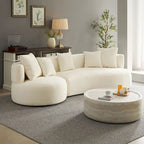 Modernes 2-in-1 Ecksofa mit Rundung und drehbarer Funktion, 360° drehbares gemütliches 4-Sitzer Polstersofa