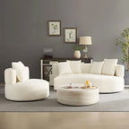Modernes 2-in-1 Ecksofa mit Rundung und drehbarer Funktion, 360° drehbares gemütliches 4-Sitzer Polstersofa