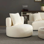 Modernes 2-in-1 Ecksofa mit Rundung und drehbarer Funktion, 360° drehbares gemütliches 4-Sitzer Polstersofa